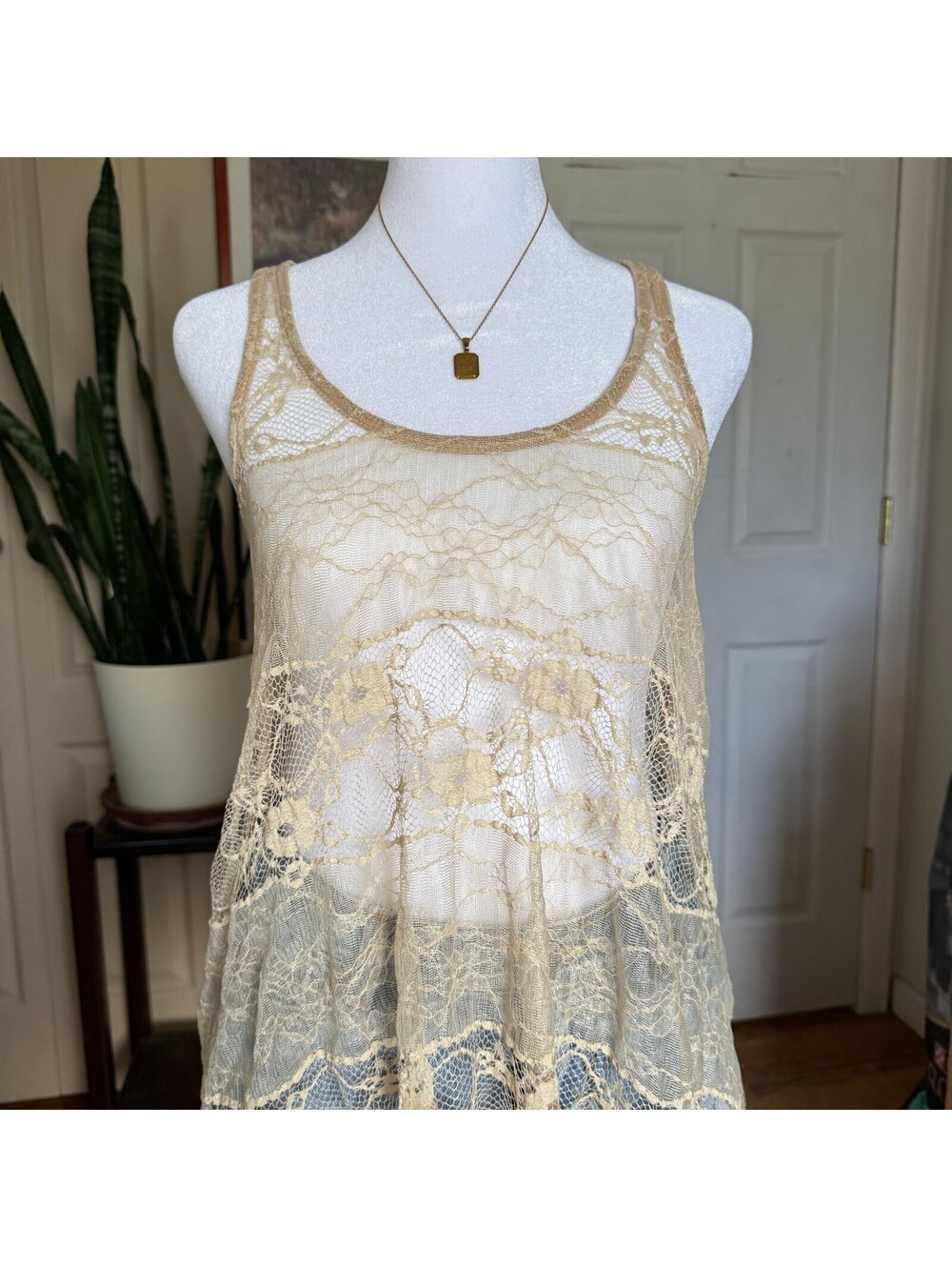 Sheer Lace Racerback Tank Top - Picture 10 of 10
